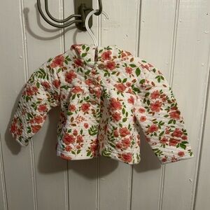 (3/$20) Monkey bars 12m white & pink Floral button up quilted cardigan Jacket